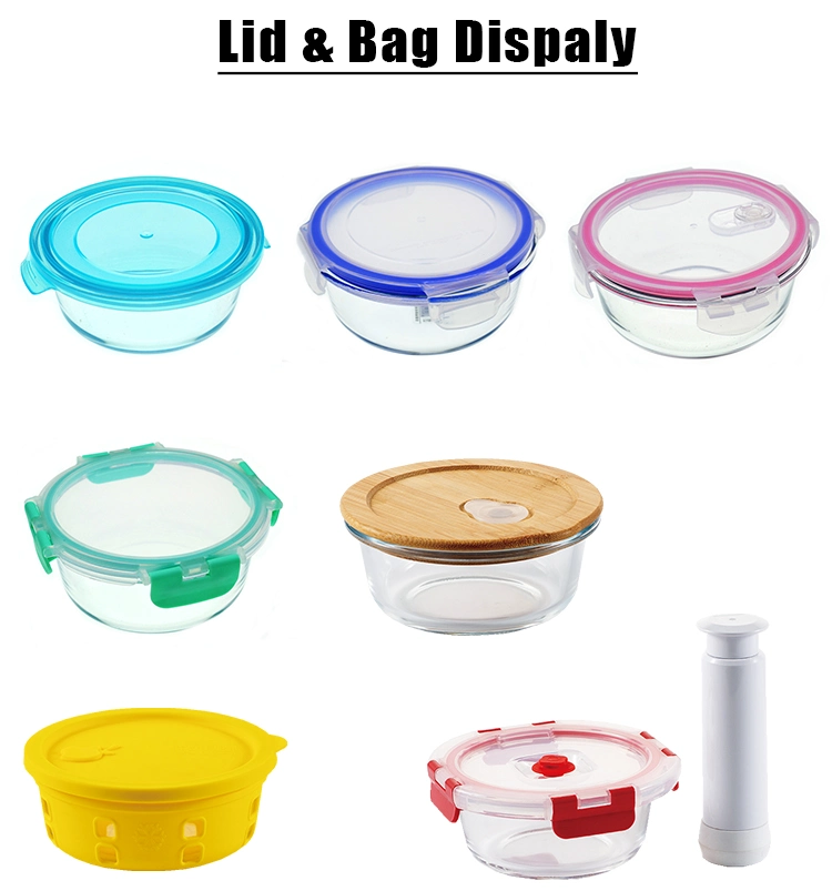 635ml Lunch Clear Box Pattern Microwave Kitchen Glass Bowl Glass Crisper